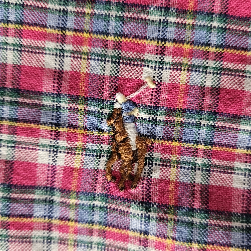 POLO RALPH LAUREN 100% Cotton Pink Plaid Long Sleeve Button Down | SZ L - Picture 5 of 9